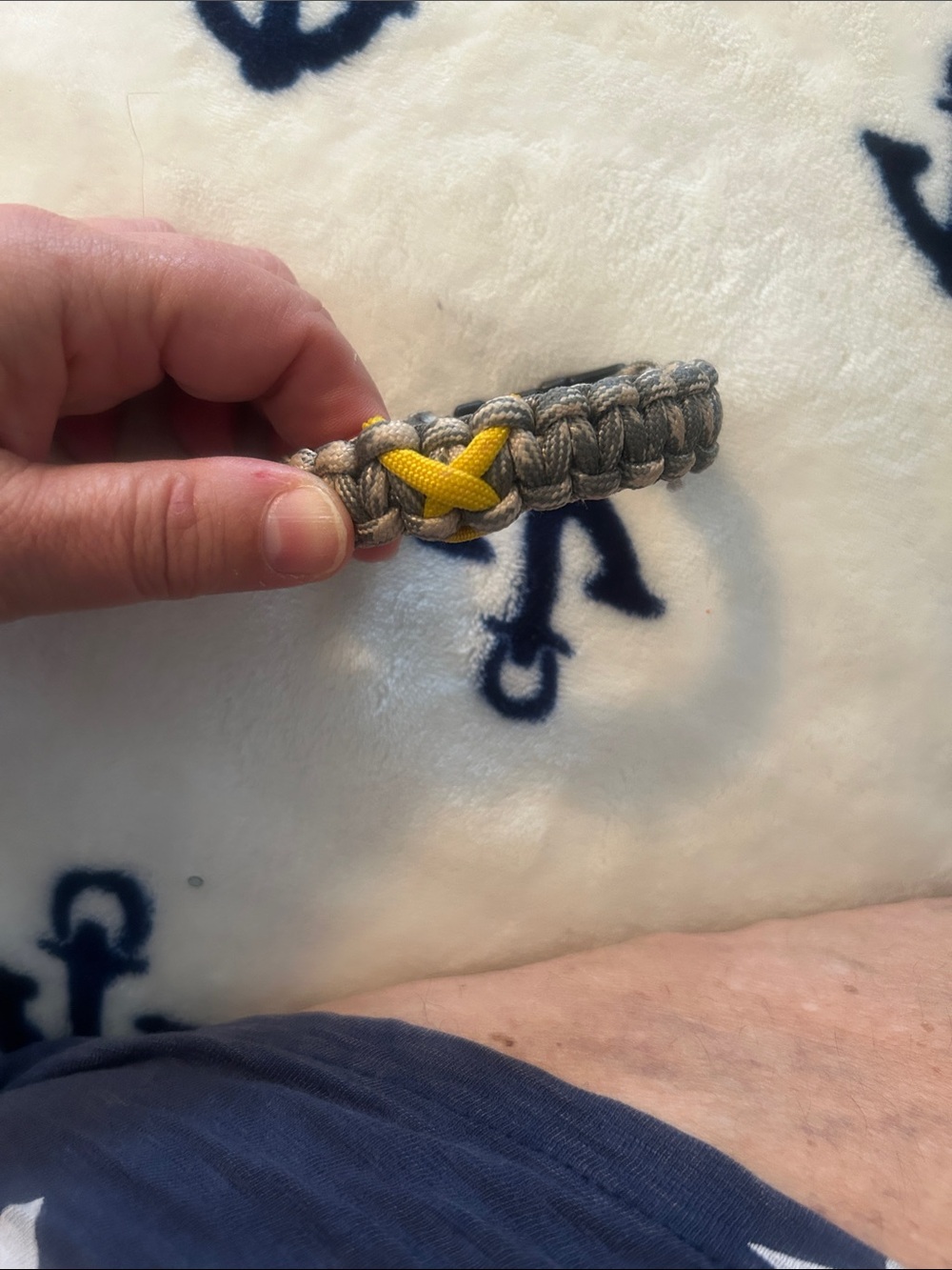Handmade Paracord Bracelet with Yellow Accent